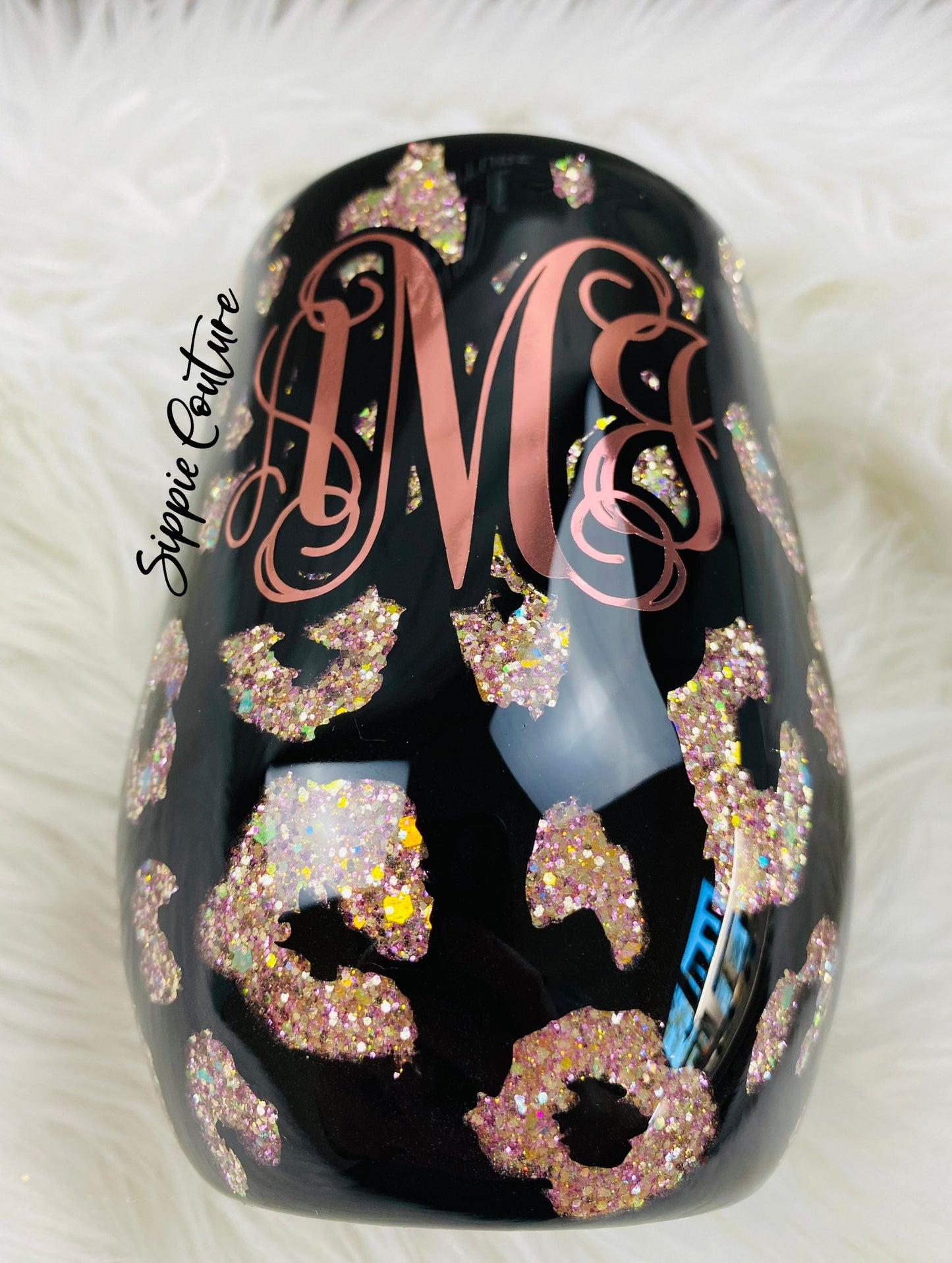 Peekaboo Leopard Glitter Custom Tumbler