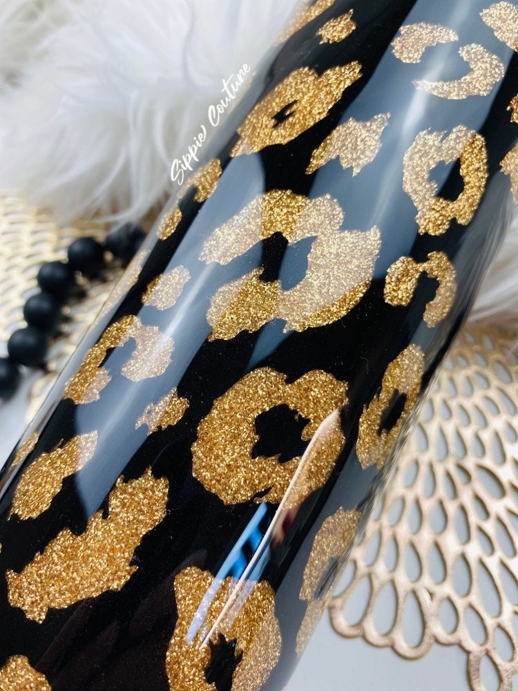Leopard is the New Black Tumbler Peekaboo glitter