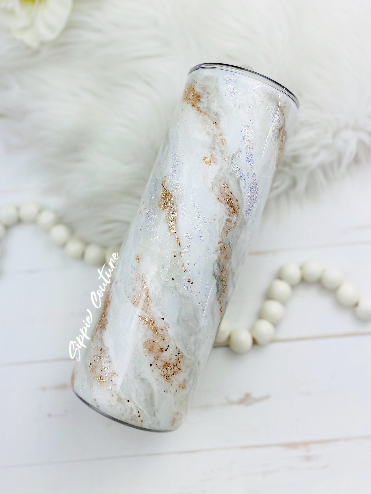 Marbled Epoxy Glitter Tumbler