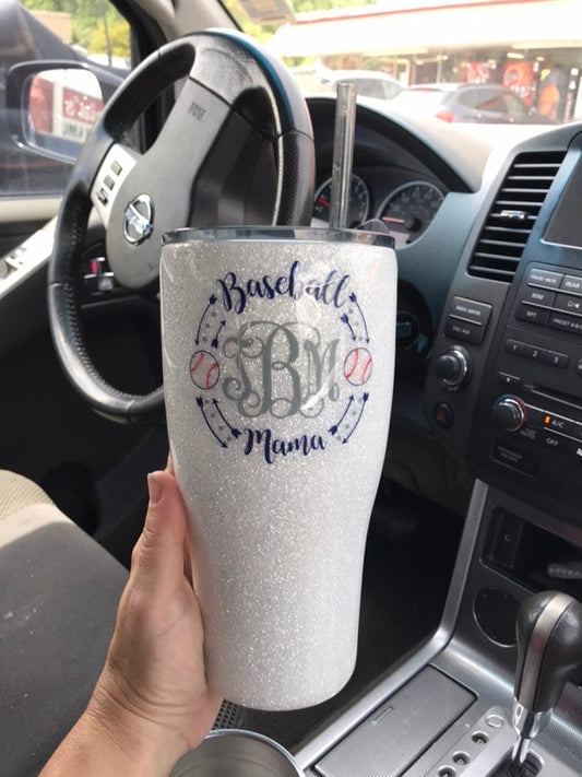 Baseball Mom Monogram custom Tumbler
