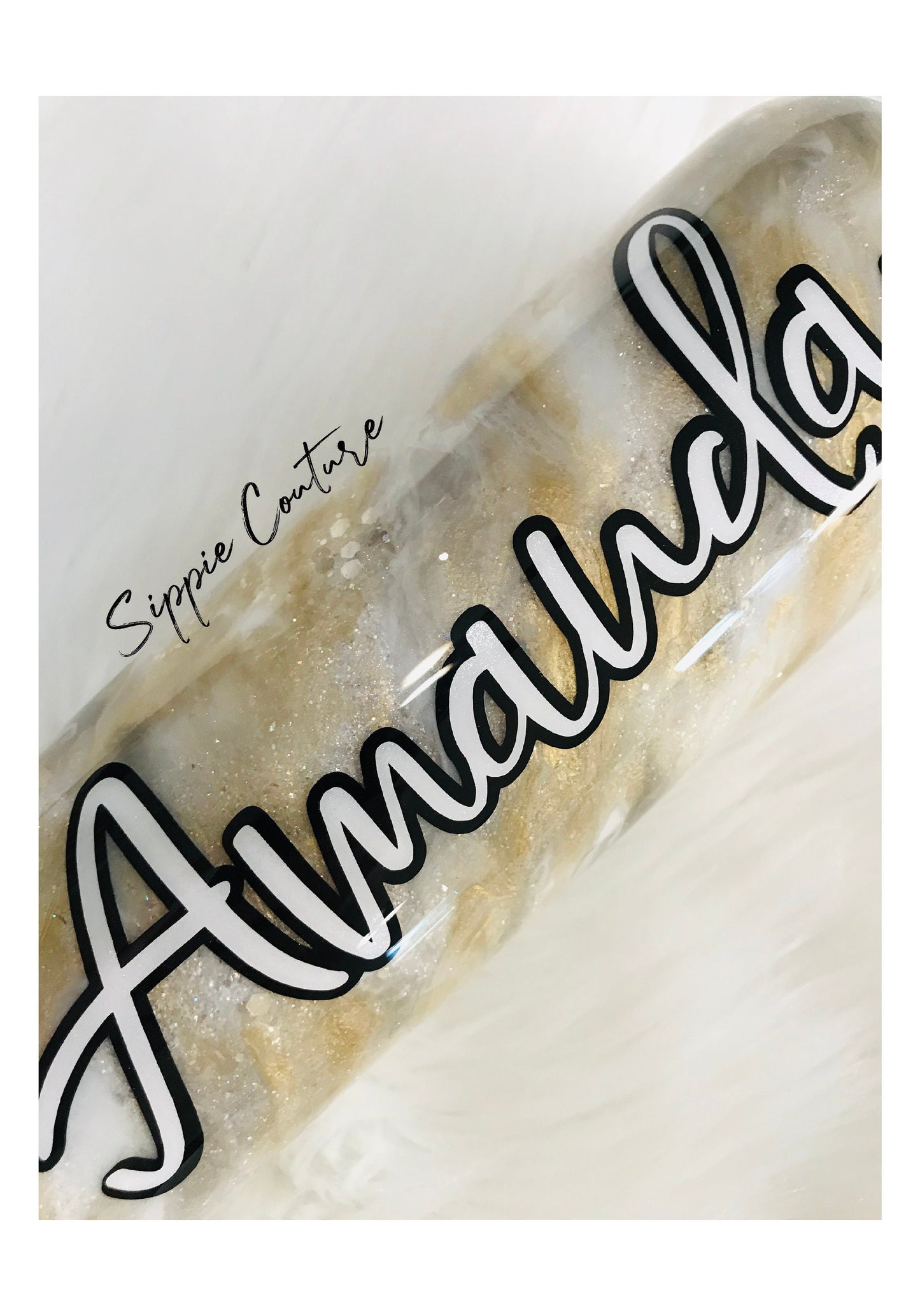 Custom Glitzy Marbled Saints Tumbler