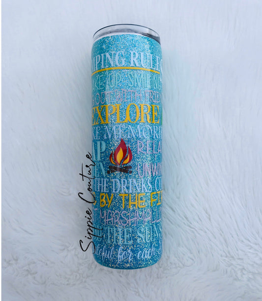 Camping Glitter Tumbler