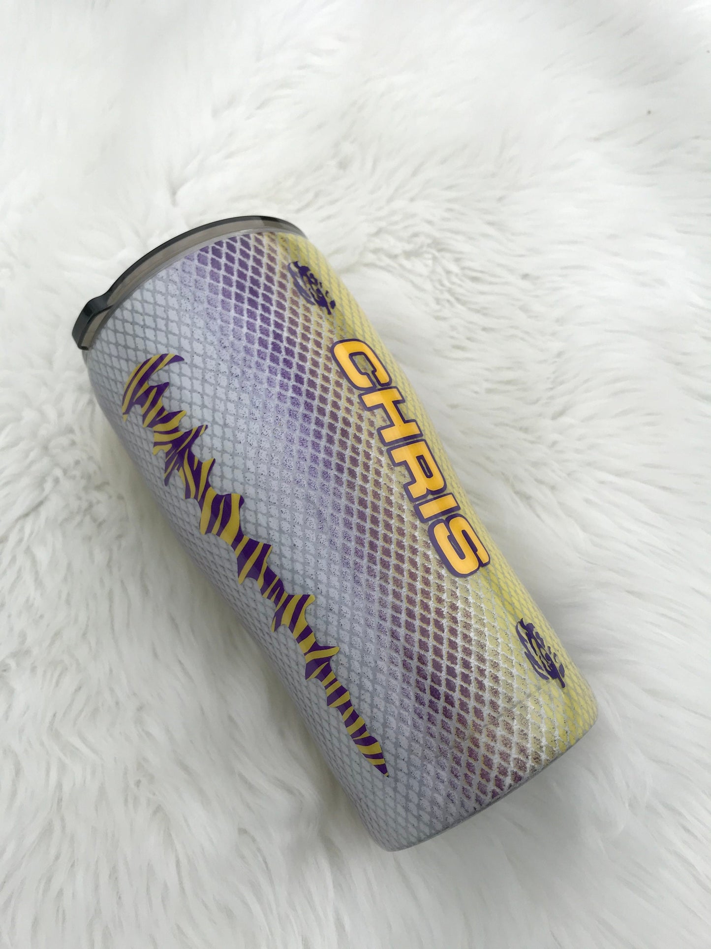Purple and Yellow Fishing Lure Tumbler