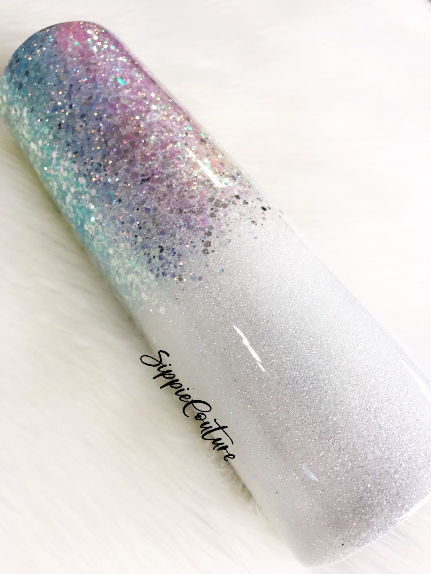 Ombré Opal Unicorn glitter tumbler