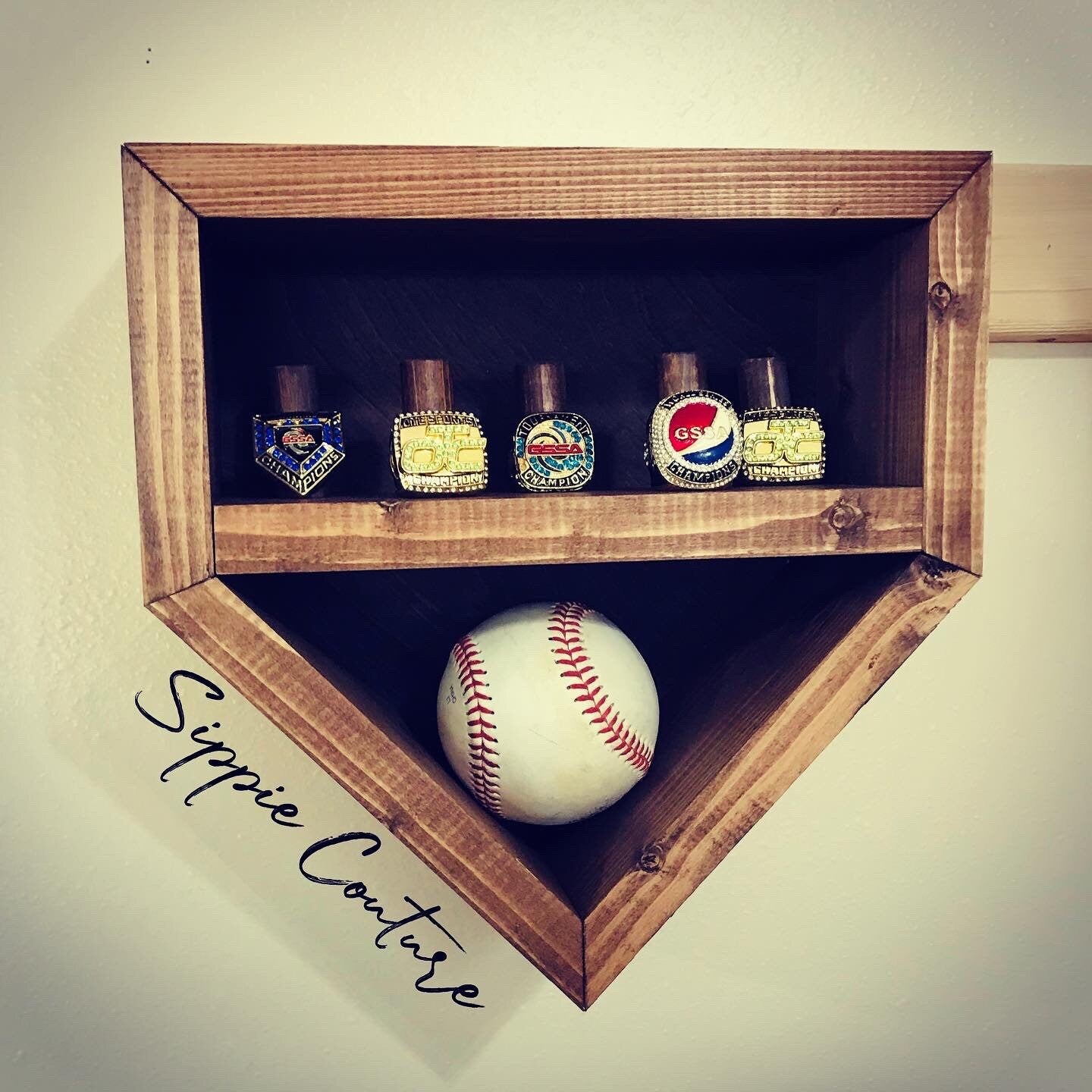 Mini Baseball Championship Ring and Game Ball Display case