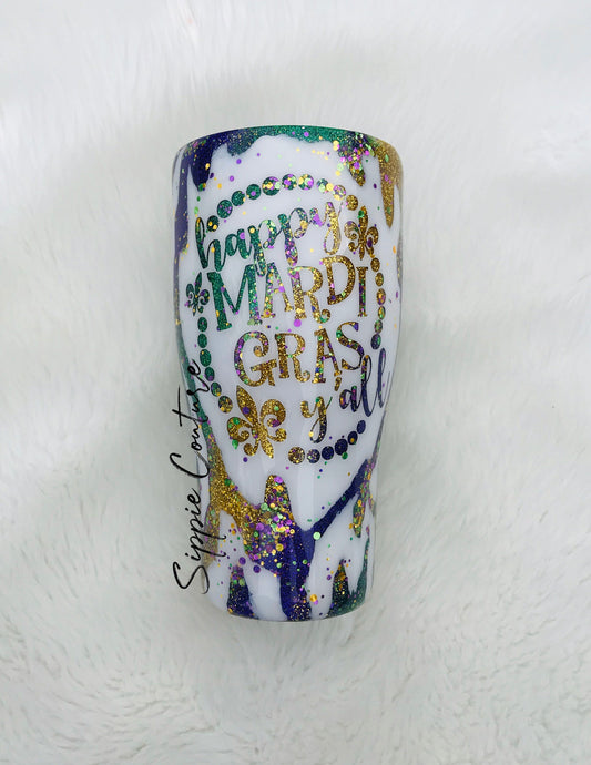 Happy Mardi Gras Y’all Custom Tumbler