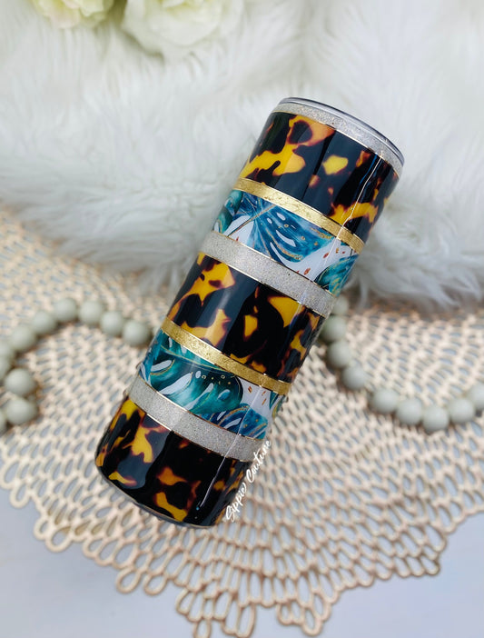 Tropical Tortoise Glitter Custom Tumbler