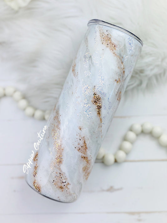 Marbled Epoxy Glitter Tumbler