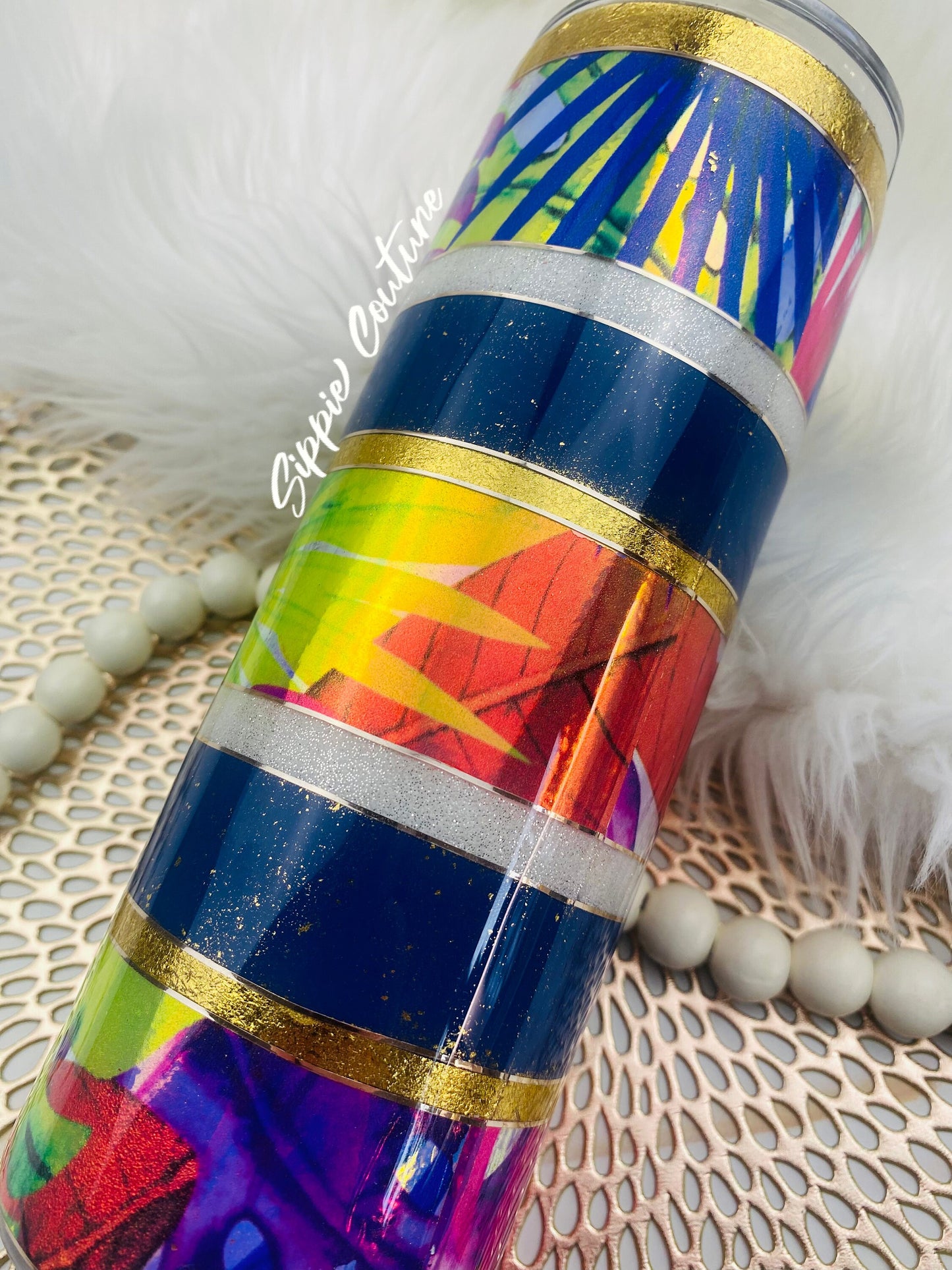 Tropical Summer Glitter Custom Tumbler