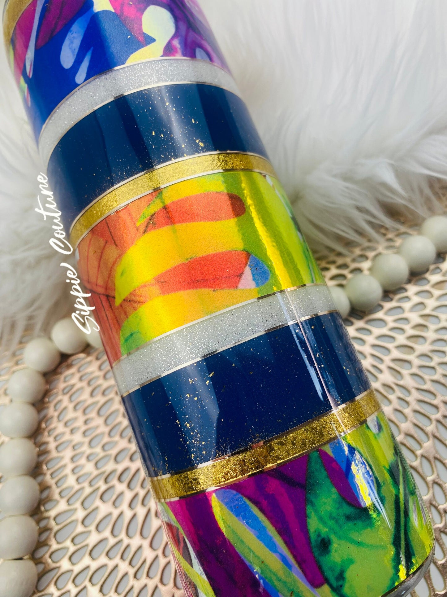 Tropical Summer Glitter Custom Tumbler