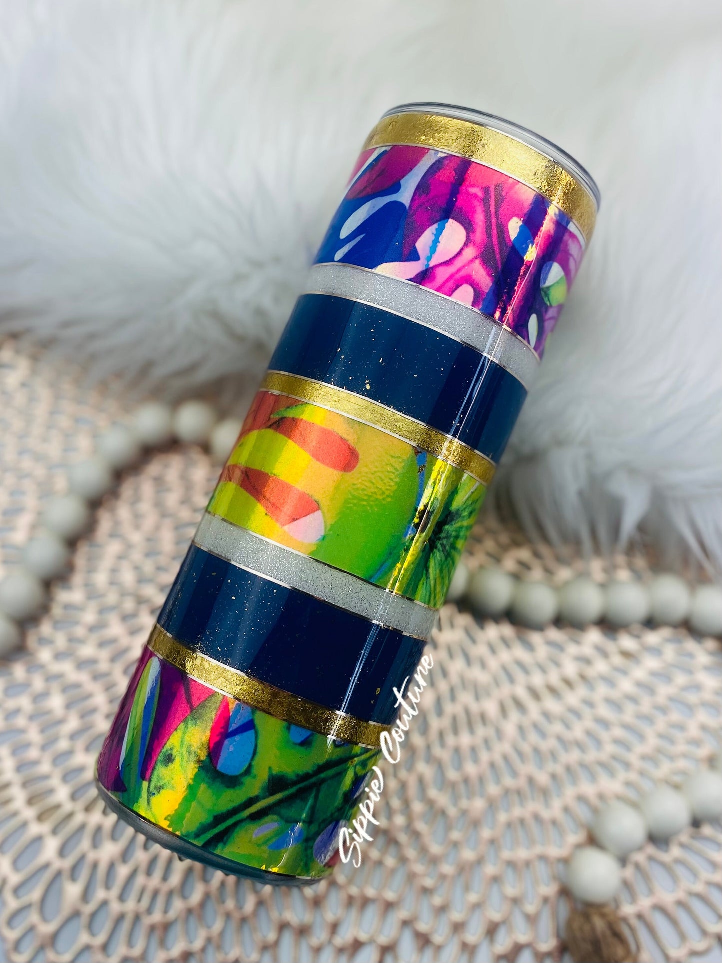 Tropical Summer Glitter Custom Tumbler