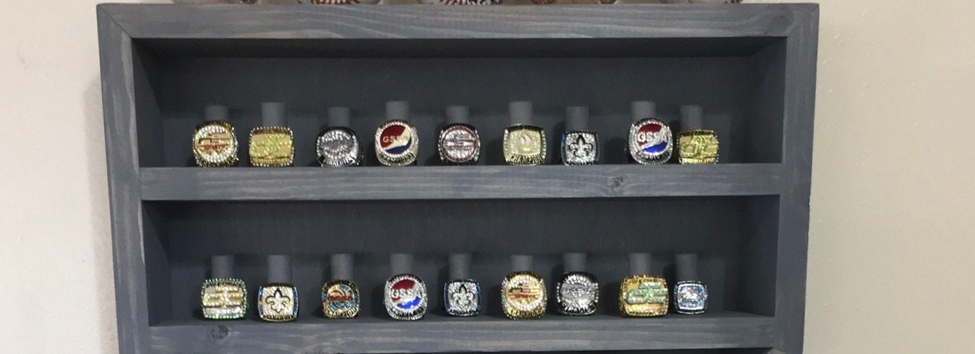 Two Tiered Shadow Box Championship Ring Display Case