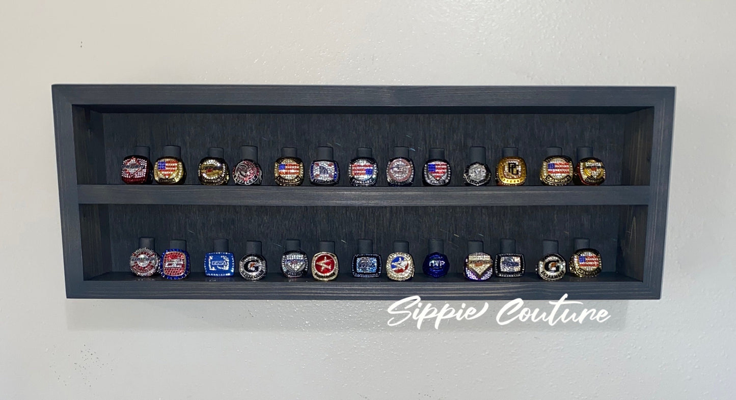 Two Tiered Shadow Box Championship Ring Display Case