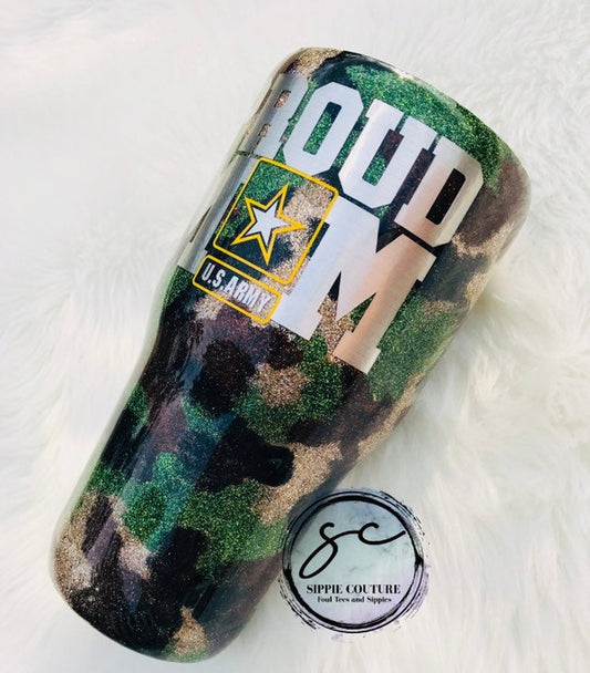 ARMY MOM Glitter Camouflage Tumbler