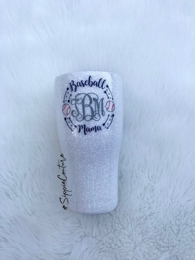 Baseball Mom Monogram custom Tumbler