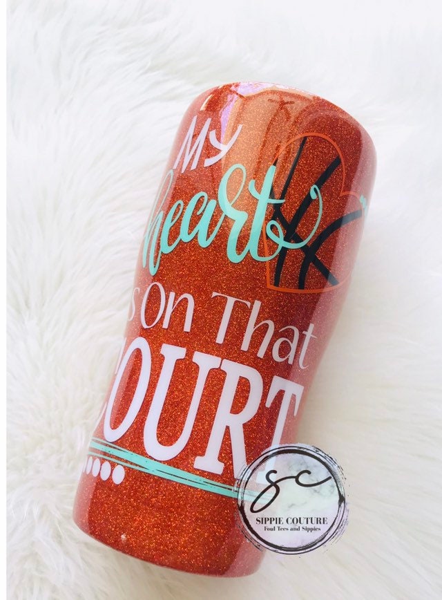 Volleyball Mom Tumbler Heart on the Court