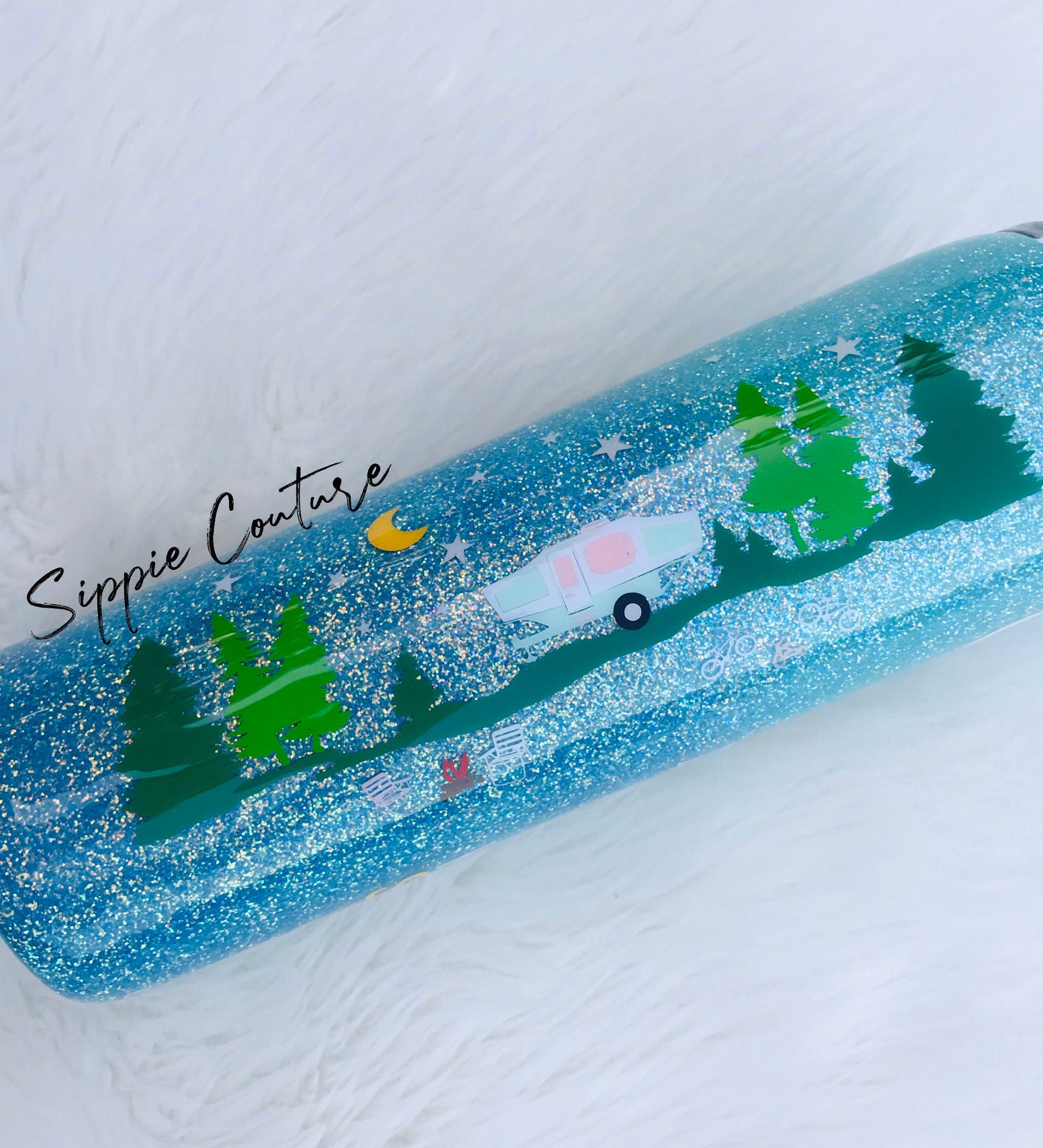 Camping Glitter Tumbler