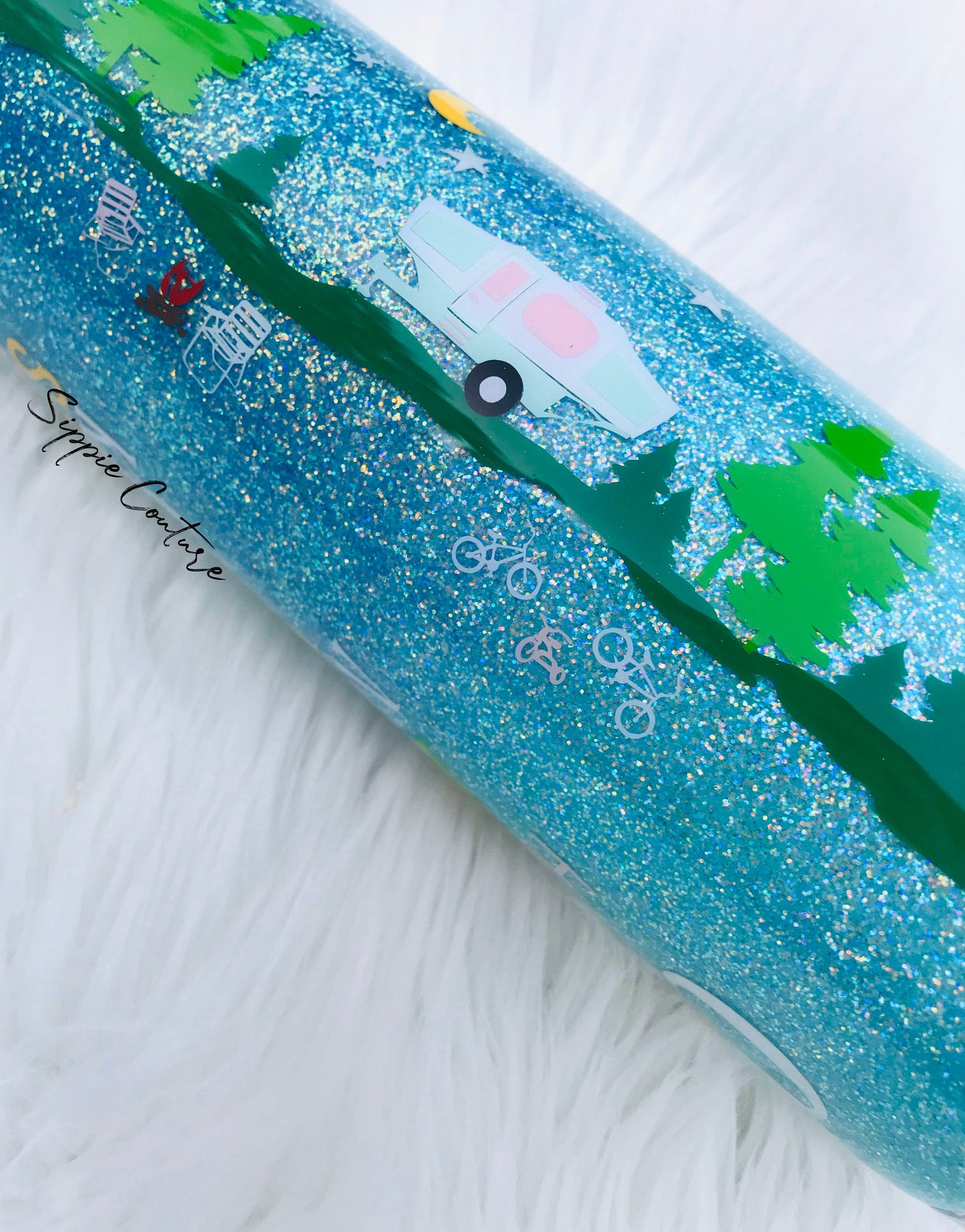 Camping Glitter Tumbler