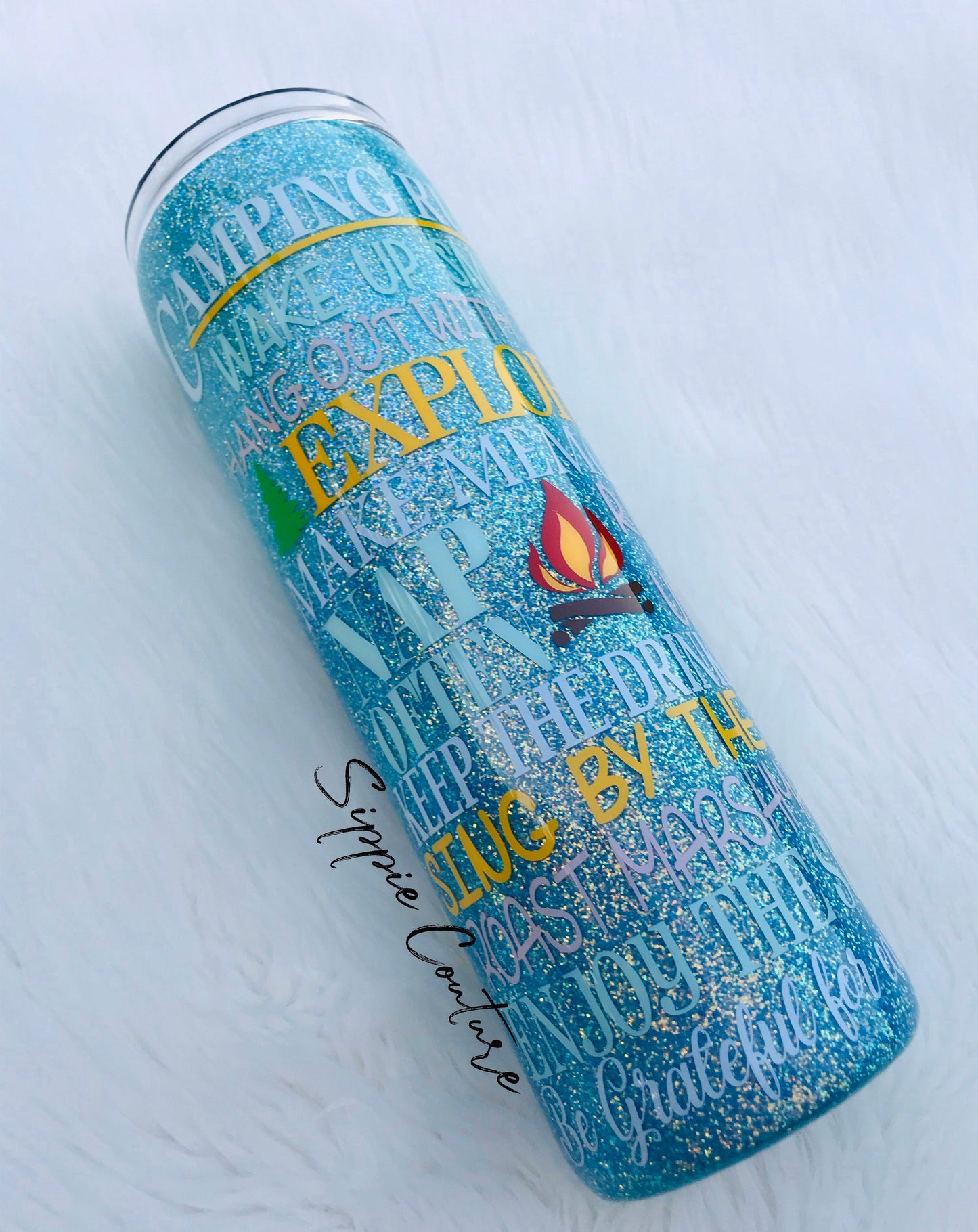 Camping Glitter Tumbler