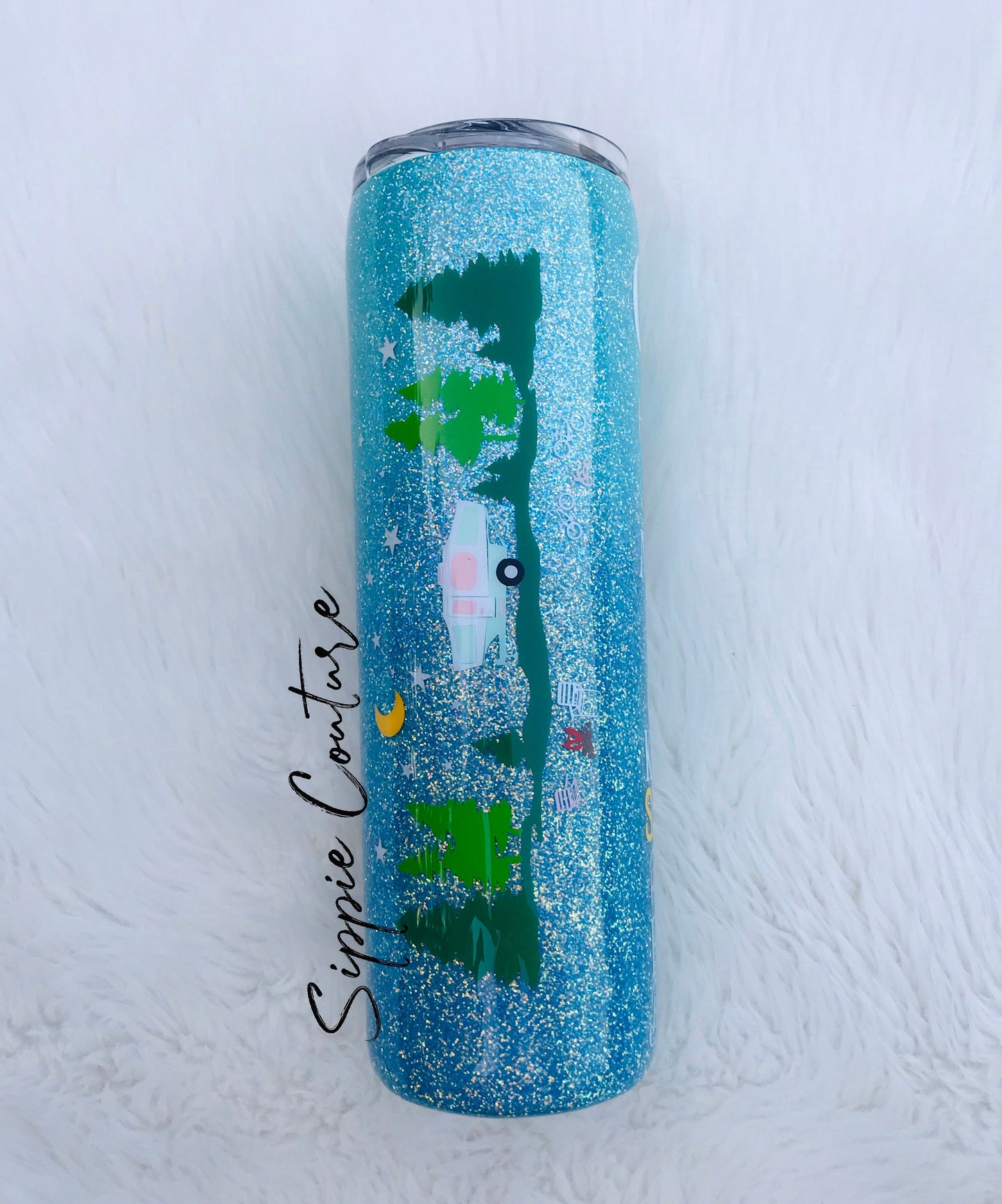 Camping Glitter Tumbler