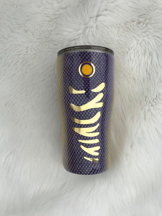 Purple and Yellow Fishing Lure Tumbler