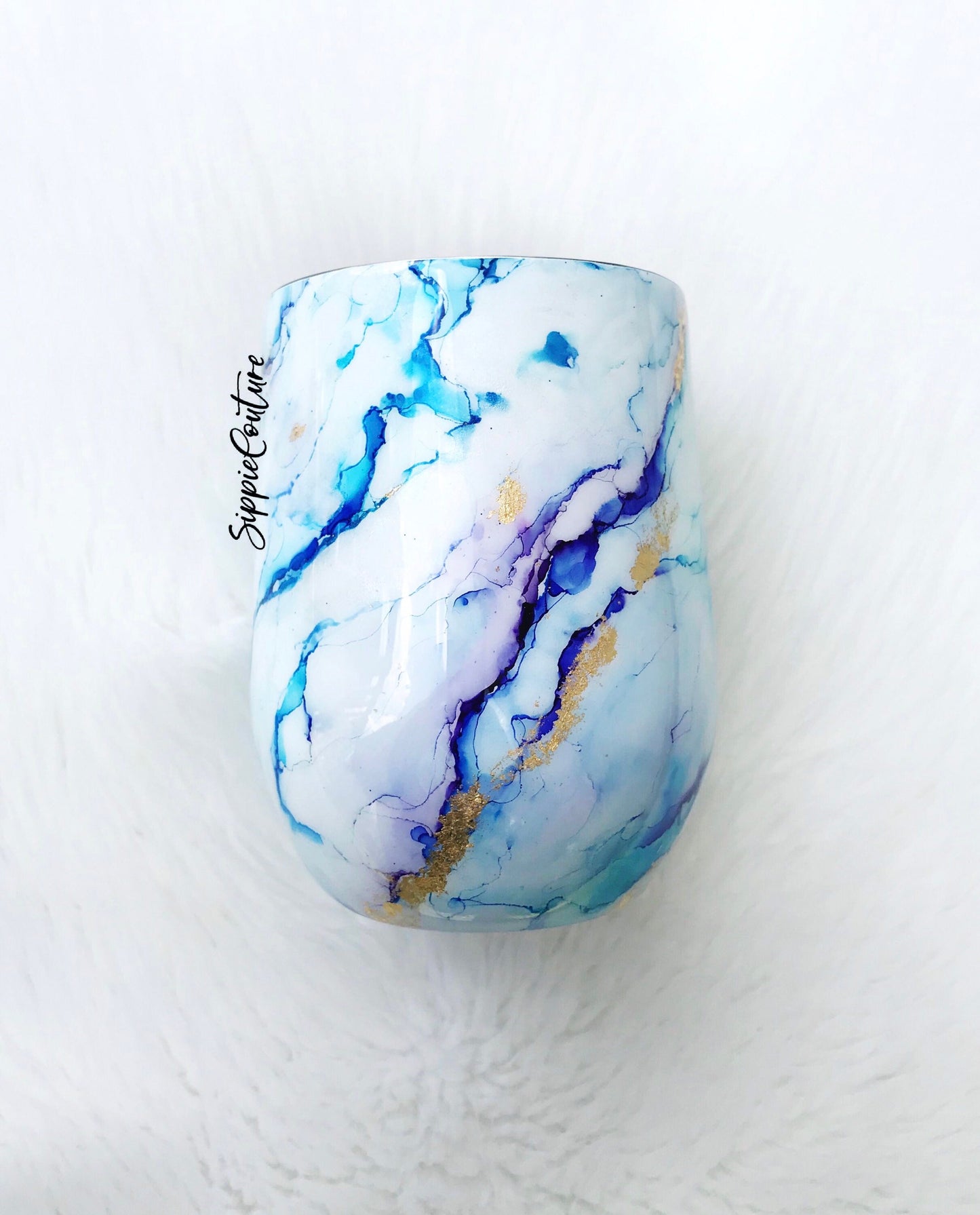 Marble watercolor hand painted tumbler