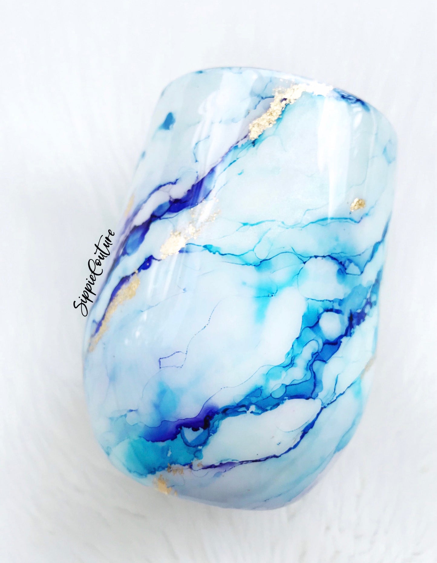 Marble watercolor hand painted tumbler