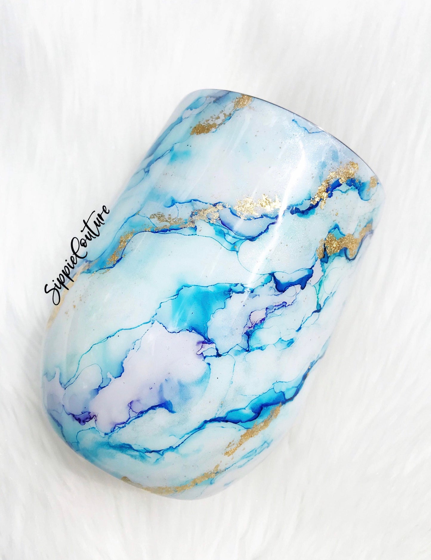 Marble watercolor hand painted tumbler