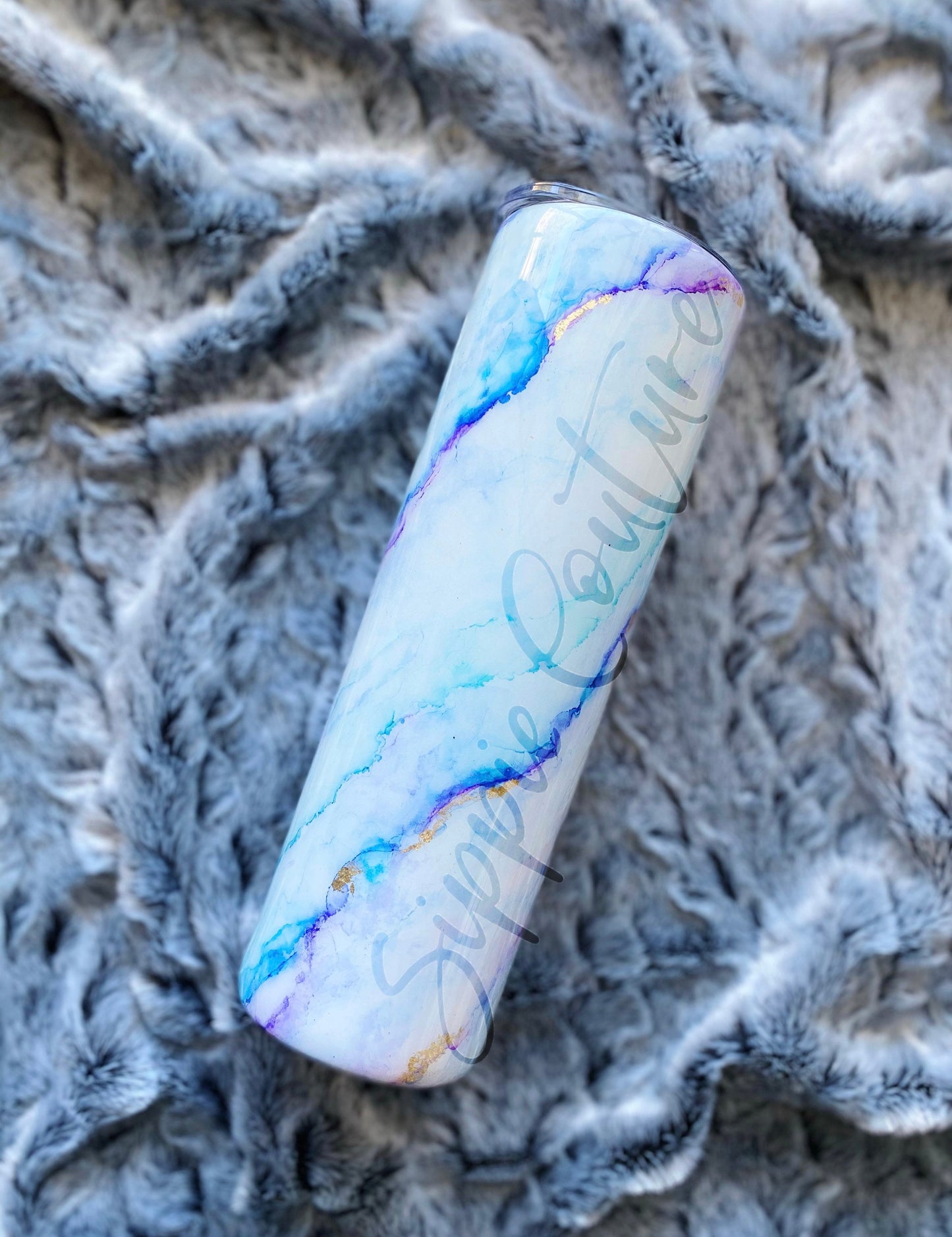 Marble watercolor hand painted tumbler