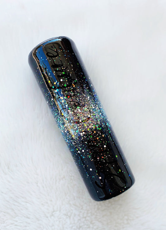 Ombre Burst Black glitter tumbler