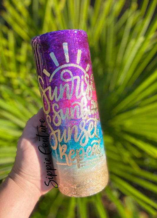 Sunrise Sunburn Sunset Beach Tumbler