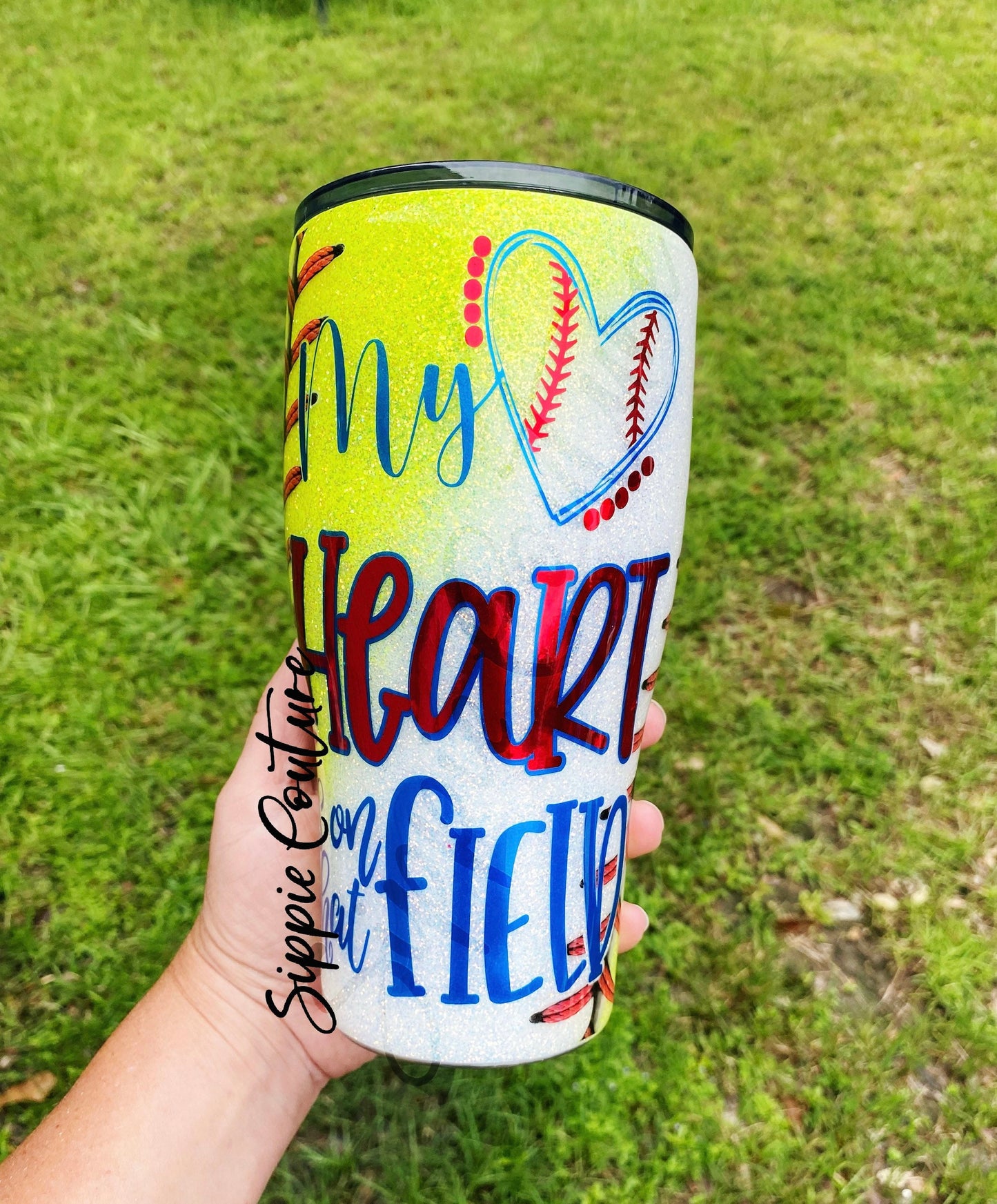 Heart on the field Baseball Softball Mom Tumbler