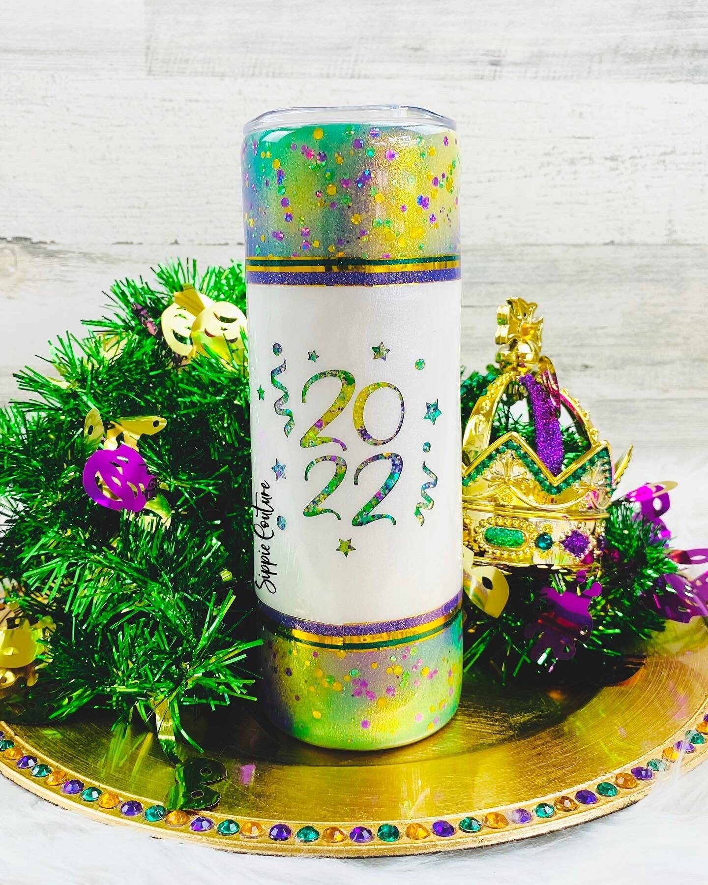 Laissez les Bon temps rouler, let the good times roll Mardi Gras tumbler